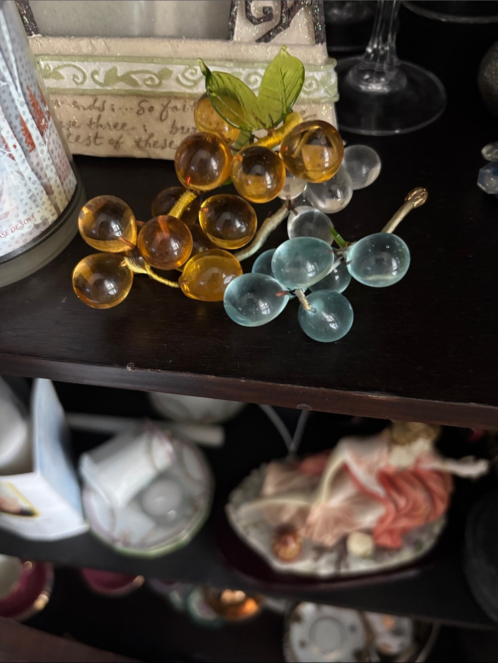 Decorative Glass Grape Clusters - Amber & Aqua